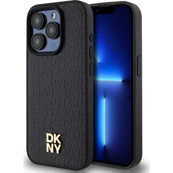 Pouzdro na mobilní telefon DKNY PU Leather Repeat Pattern Stack Logo Magsafe Zadní Kryt-Černá / iPhone 15 Pro Max