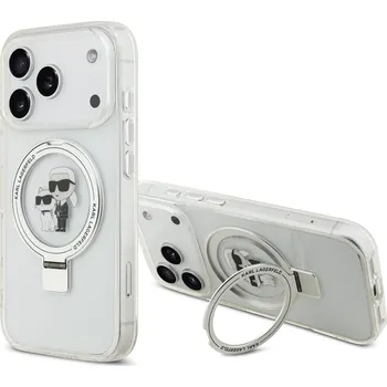 Pouzdro na mobilní telefon Karl Lagerfeld Ringstand Karl and Choupette MagSafe Zadní Kryt-Bílá / iPhone 17 Pro