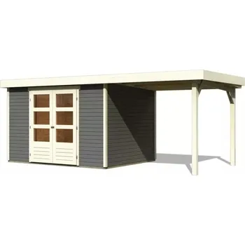 Zahradní domek dřevěný domek KARIBU ASKOLA 5 + přístavek 240 cm (9154) terragrau