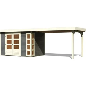 Zahradní domek dřevěný domek KARIBU KERKO 4 + přístavek 280 cm (82945) terragrau