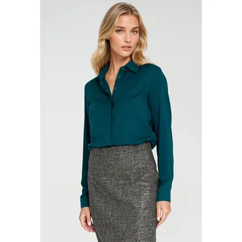 Dámská halenka Halenka se skrytým záhybem B205 Barva: Tyrkysová, Velikost: S