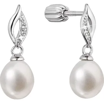 Náušnice Stříbrné náušnice Swarovski s pravou říční perlou,