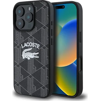 Pouzdro na mobilní telefon Lacoste Blend Monogram MagSafe Zadní Kryt-Černá / iPhone 16 Pro