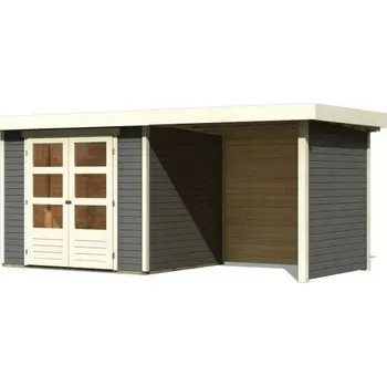 Zahradní domek dřevěný domek KARIBU ASKOLA 3 + přístavek 240 cm včetně zadní a boční stěny (82923) terragrau