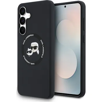 Pouzdro na mobilní telefon Karl Lagerfeld prémiový silikonový MagSafe kryt na Samsung - K&CH Heads-Černá / Samsung Galaxy S25 FE