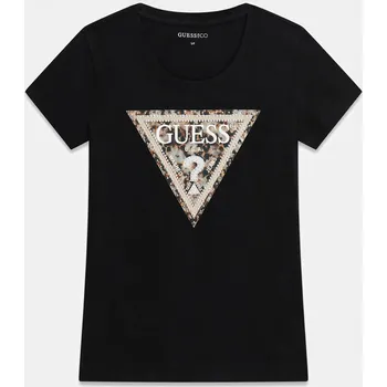 Dámské tričko Dámské Tričko s krátkým rukávem GUESS SS CN LEO TRIANGLE TEE W6RI32J1314-JBLK – Černá XS