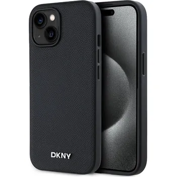 Pouzdro na mobilní telefon DKNY PU Leather Silver Metal Logo Magsafe Zadní Kryt-Černá / iPhone 13