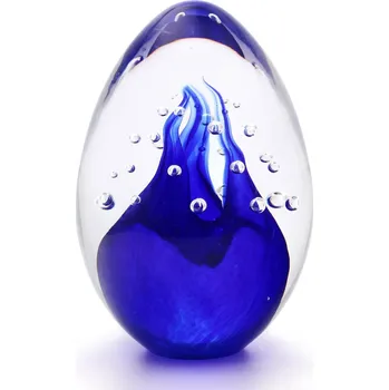 Artcristal Bohemia Skleněné těžítko vajíčko 02, Modrá, 7 cm | České sklo z rodinné sklárny