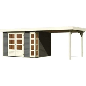 Zahradní domek dřevěný domek KARIBU KERKO 5 + přístavek 280 cm (9203) terragrau