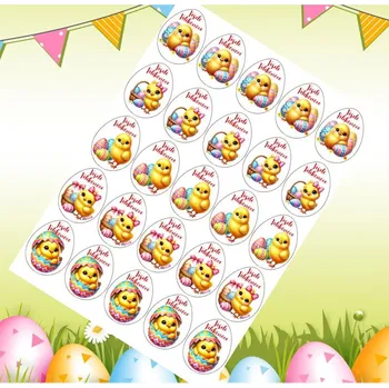 Jedlá dekorace na dort Kuřátko č. 2 – veselé velikonoční motivy – velikonoční vejce 5 cm (25 ks) Fondánový list (NEVYŘEZÁNO)