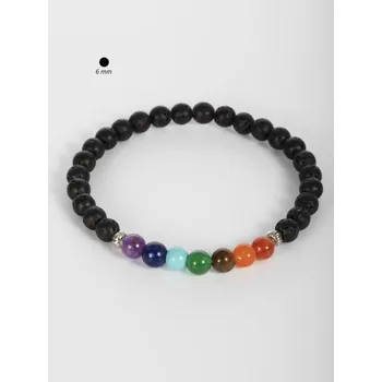 Náramek Prosperk Náramek z lávového kamene a dalších minerálních kamenů černá S2777