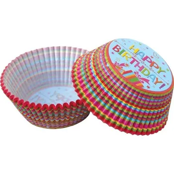 Jednorázové nádobí Košíčky papírové Happy Birtdhay, 50 ks , v.30xpr.50mm