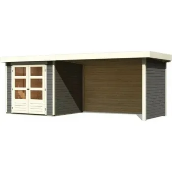 Zahradní domek dřevěný domek KARIBU ASKOLA 2 + přístavek 280 cm včetně zadní a boční stěny (82922) terragrau