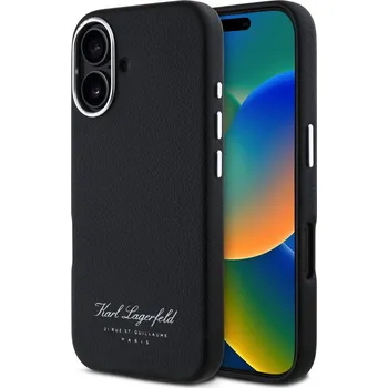Pouzdro na mobilní telefon Karl Lagerfeld Grained PU Hotel RSG Zadní Kryt-Černá / iPhone 16