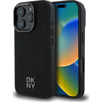 Pouzdro na mobilní telefon DKNY PU Leather Stack Logo Magsafe Zadní Kryt-Černá / iPhone 16 Pro Max