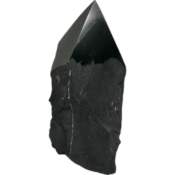 Sběratelství Šungitový obří hrot s pyritovou žílou, 212 g – přírodní ochranný kámen (velmi pěkný kus s pyritem)
