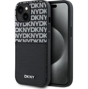 Pouzdro na mobilní telefon DKNY PU Leather Repeat Pattern Card Pocket Zadní Kryt-Černá / iPhone 14
