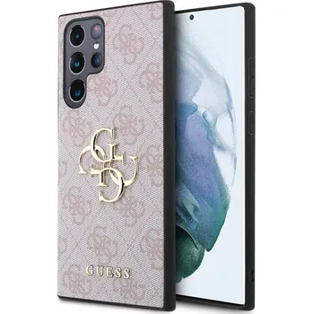 Pouzdro na mobilní telefon Guess kožený kryt na Samsung - 4G Metal Logo-Růžová / Samsung Galaxy S24 Ultra