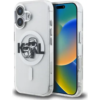 Pouzdro na mobilní telefon Karl Lagerfeld IML Glitter Karl and Choupette Sketch MagSafe Zadní Kryt-Průhledná / iPhone 16