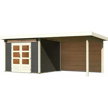 Zahradní domek dřevěný domek KARIBU KANDERN 6 + přístavek 320 cm včetně zadní stěny (9241) terragrau