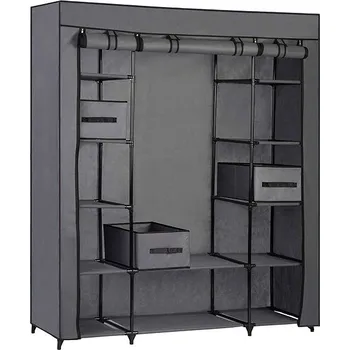 Šatní skříň Massido 680010 Velká textilní skříň se zásuvkami 45 × 135 × 170 cm, tmavě šedá