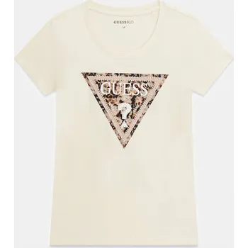 Dámské tričko Dámské Tričko s krátkým rukávem GUESS SS CN LEO TRIANGLE TEE W6RI32J1314-G047 – Béžová XL