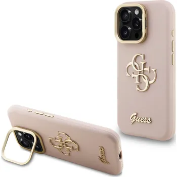 Pouzdro na mobilní telefon Guess kryt na iPhone 4G Logo Stand Camera Frame-Růžová / iPhone 15 Pro