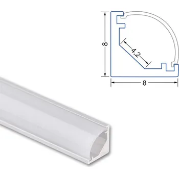 LED páska MCLED Rohový hliníkový profil RB, 8x8mm, včetně mléčného difuzoru, 200cm