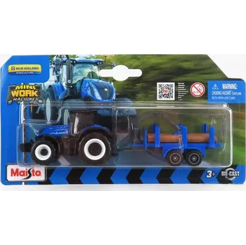 autíčko New Holland T7.315 HD Traktor s přívěsem na přepravu dřeva - Maisto Traktor New Holland T7.315 HD - kovový model