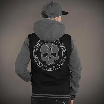 Pánská mikina mikina s kapucí pánské - GREY SKULL - HYRAW - 261SWE04 - 4XL