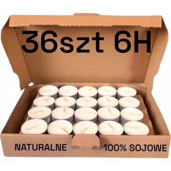 Svíčka TEALIGHT Sojové ohřívače NATURALNÍ ruční výroba svíčky 36 Ks 6H