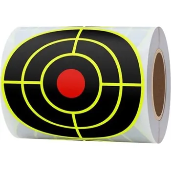 Čištění zbraně Reaktivní samolepící terče 3 palce 7,60 cm 100 ks v roli Efekt cákání Fosforově žlutá barva Terče pro střelbu zbraně a luky