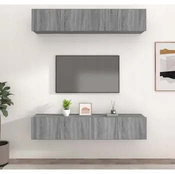 Televizní stolek TV stolky, 4 ks, šedý dub Sonoma, 80x3