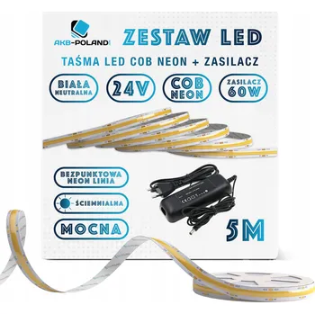 LED páska 24V VÝKONNÁ SADA LED COB NEONOVÁ PÁSKA NEUTRÁLNÍ BÍLÁ 5M