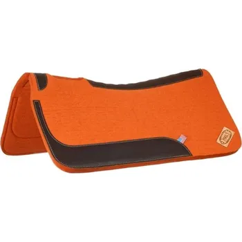 Westernová podsedlová deka POOLS z plsti s koženými vložkami orange 32x32"