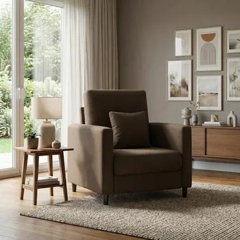Křeslo Relaxační křeslo, jednomístná pohovka do obývacího pokoje, hnědá 84 x 78 x 82 cm