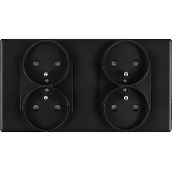Elektrická zásuvka KONTAKT ZÁSUVKA ELEKTRICKÁ PLASTOVÝ RÁMEČEK MATNÝ FI60 DVOJITÝ 2x2 ČERNÁ