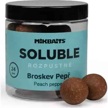 MIKBAITS Rozpustné SOLUBLE boilie 250ml - Broskev Pepř 24mm