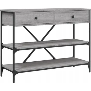 Konferenční stolek Konzolový stolek se zásuvkami a policemi, šedý dub sonoma