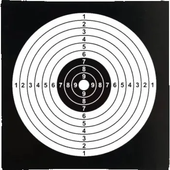 Čištění zbraně 100 ks střelecký papírový terč 14 x 14 cm Kulatý soustředné kružnice Bodové hodnocení 1–9 Černé plátno bílý terč Trénink přesnosti