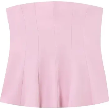 Dámské tílko korset Bez ramínek Jednobarevné Výstřih do O Přiléhavý polyesterový top elegantní letní styl růžová XS