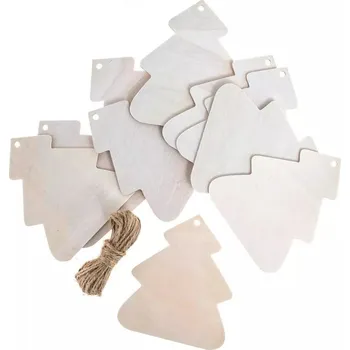 Vánoční dekorace Dřevěné ozdoby dpCraft vánoční stromky 12 ks