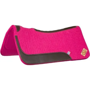 Westernová podsedlová deka POOLS z plsti s koženými vložkami fucsia 32x32"