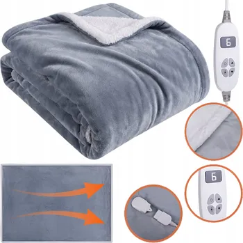 Elektrická Deka Plyšová Vyhřívací Podložka 180 x 130 cm Časovač 10 režimů Ovladač