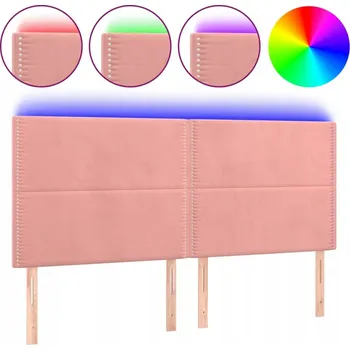 Ložnice Opěrka hlavy k posteli s LED, růžová, 160 x 5 x 118/128 cm, samet