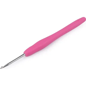 Nástroj na niť a příze Háček na háčkování se silikonovou rukojetí vel. 2; 2,5; 3; 3,5; 4; 5, střední, 2 (3 mm) růžová