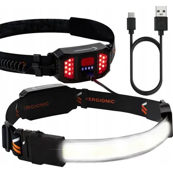 Čelovka ČELOVKA LED COB S PÁSKEM 2v1 AKUMULÁTOROVÁ SVÍTILNA ČELNÍ SVĚTLO SADA MAX