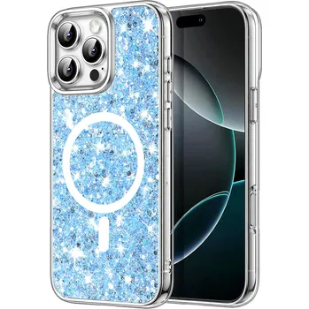 Pouzdro na mobilní telefon Techsuit - Třpytivý třpytivý MagSafe - iPhone 16 Pro Max - modrý