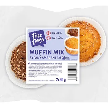 Trvanlivě pečivo FREE DAYS Bezlepkový muffin mix sypaný amarantem 2 kusy