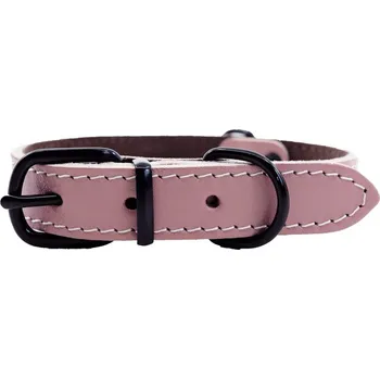 BAFPET Kožený obojek HERRY MINI, černé kování - Růžová